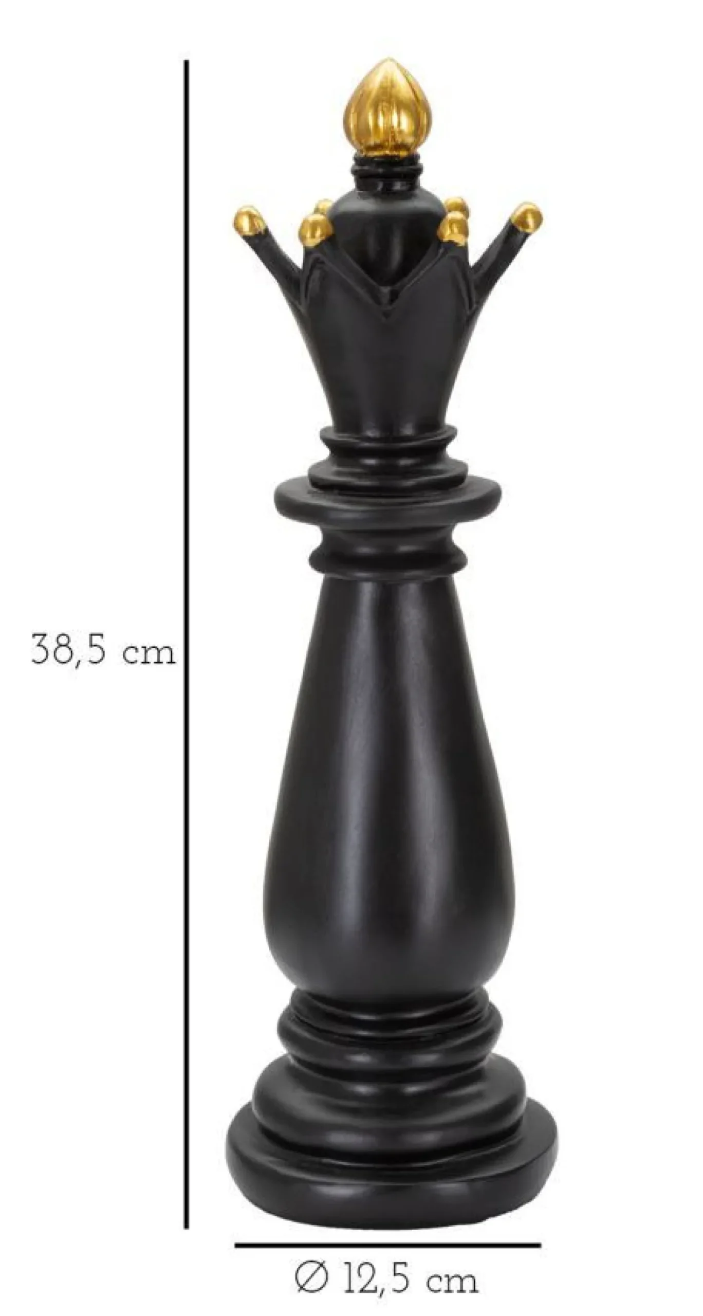 Pièce décorative Fou d'échecs Polyrésine Noir décorations dorées