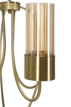 Plafonnier 3 lumières métal doré et verre