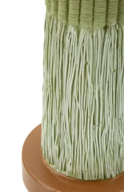 Plante décorative Cactus Stons en tissu vert sur socle en bois marron
