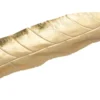 Plateau en métal doré forme feuille