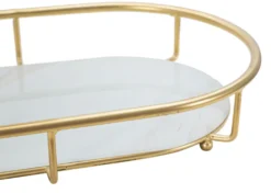 Plateau 2 niveaux métal doré et verre miroir