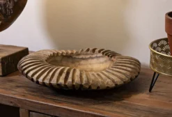 Plateau rond Geris Teck recyclé bords sculptés