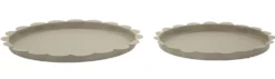 Plateau rond gris colombe set de 2 pièces métal bord ondulé