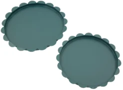 Plateaux ronds métal bleu canard set de 2 pcs