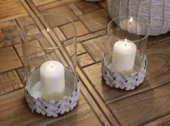 Porte-bougie Dune Verre avec base décorée de papillons