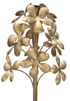 Porte-bougie en métal doré décorations florales