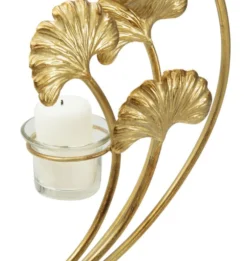 Porte-bougie Glam Métal Doré et Verre base Noir