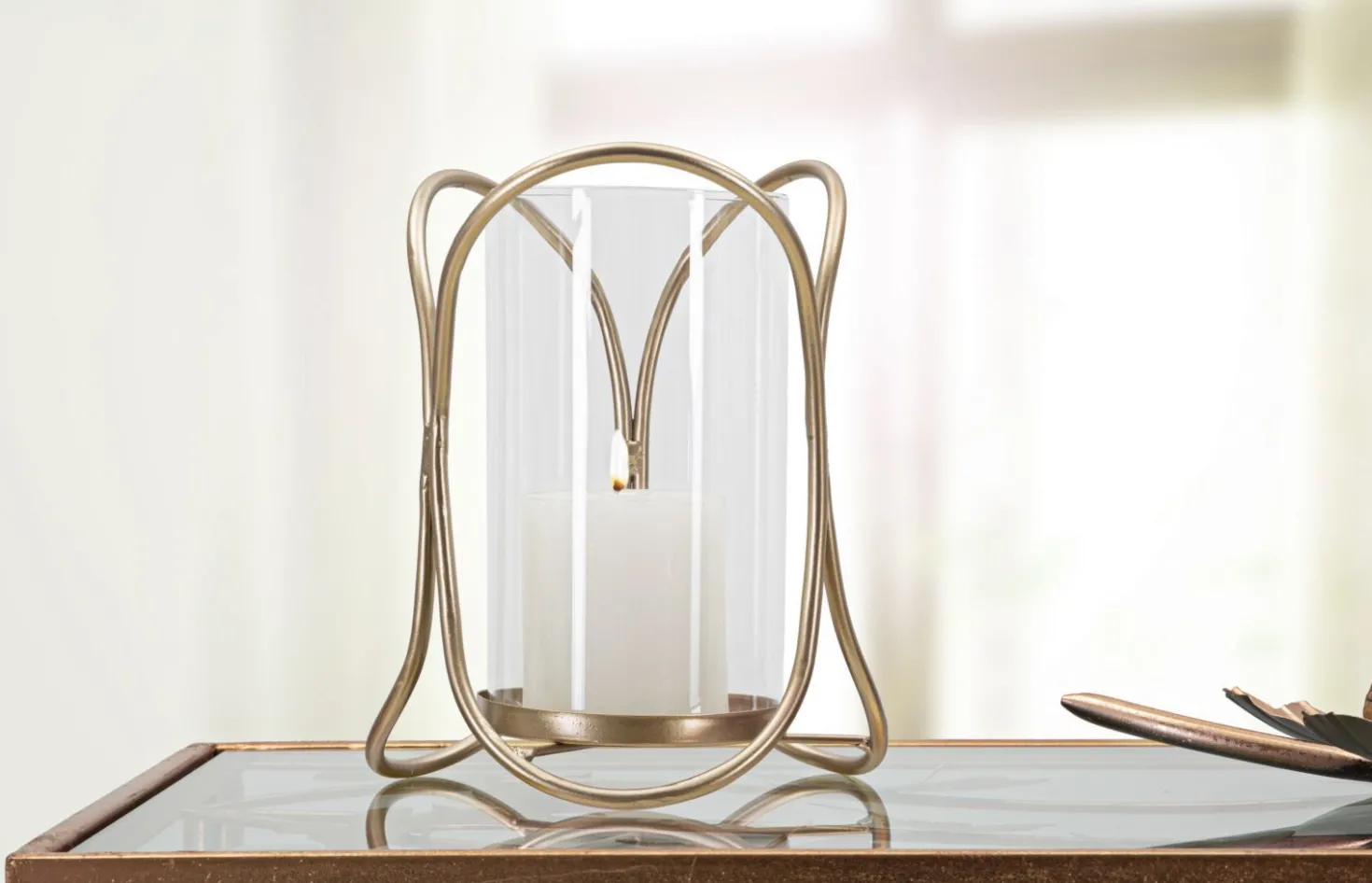 Porte-bougie Glox Métal Doré Verre Transparent
