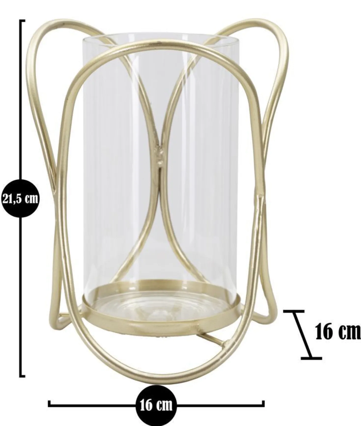 Porte-bougie géométrique métal doré et verre transparent