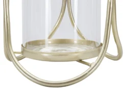 Porte-bougie géométrique métal doré et verre transparent