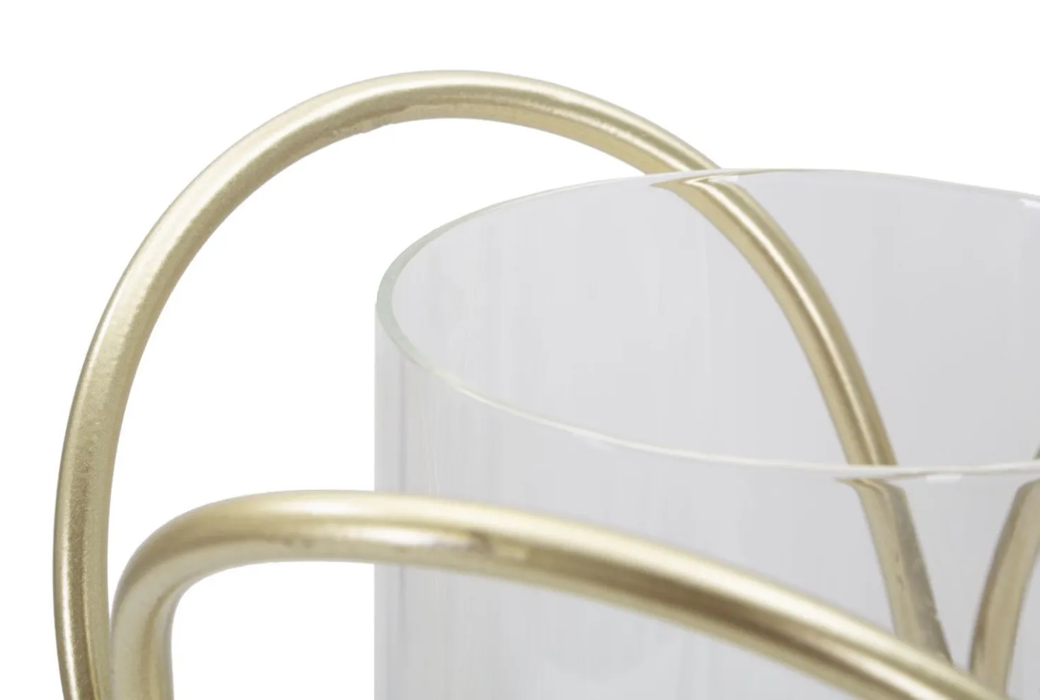 Porte-bougie géométrique métal doré et verre transparent