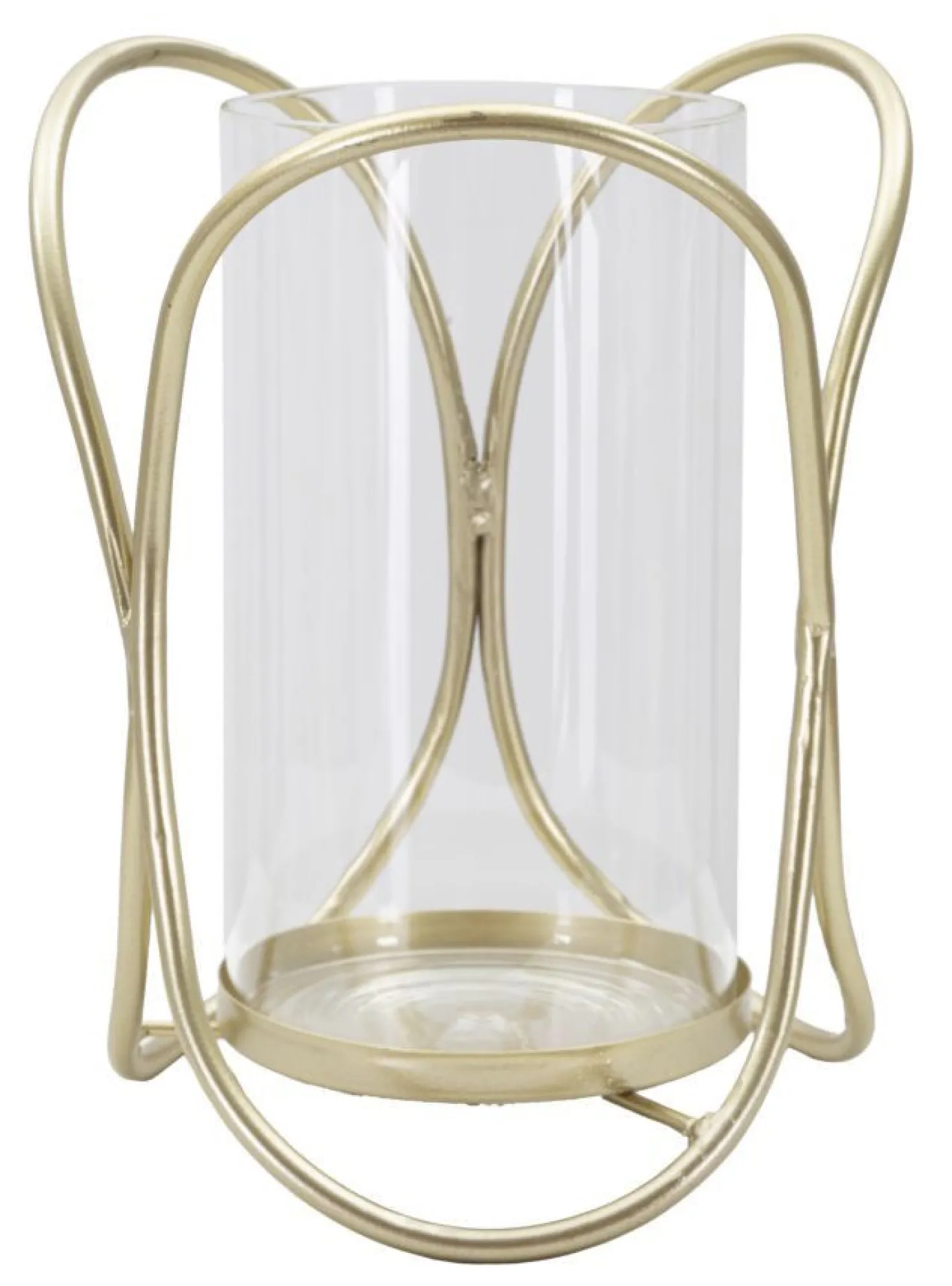 Porte-bougie géométrique métal doré et verre transparent