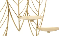 Porte-bougie mural métal doré design feuilles 5 bougies