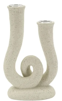 Porte-bougie sculptural en Pierre couleur Beige