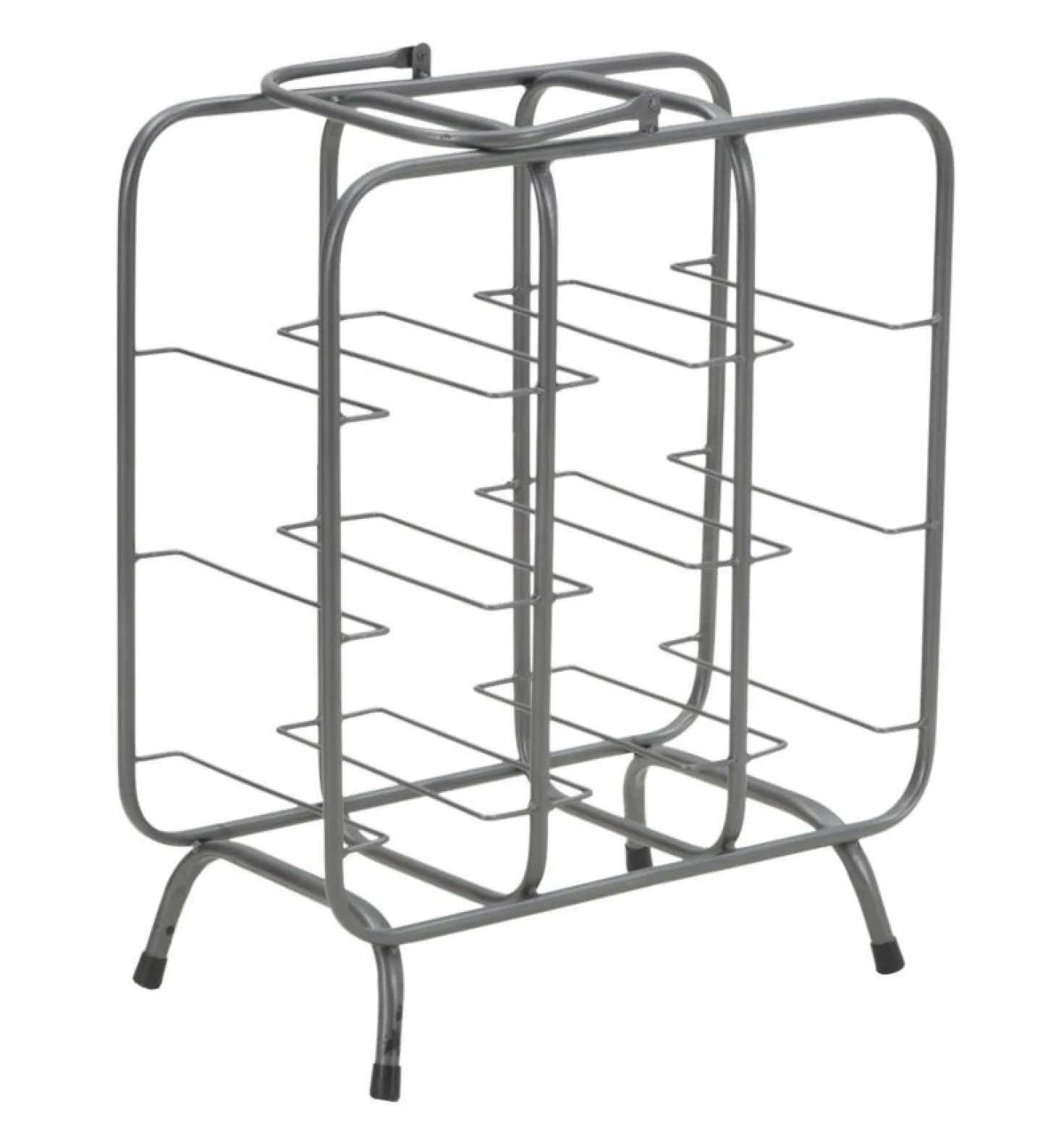 Porte-bouteilles 9 trous métal gris foncé avec poignée