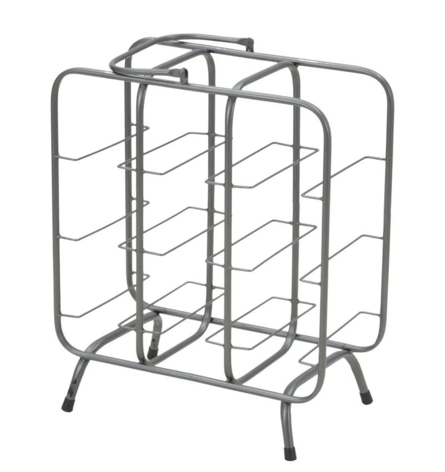Porte-bouteilles 9 trous métal gris foncé avec poignée