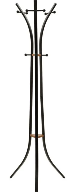 Porte-manteau X design minimaliste bois Noir et accents Orange