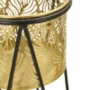 Porte-vase ensemble 2 pièces métal doré et support métal noir
