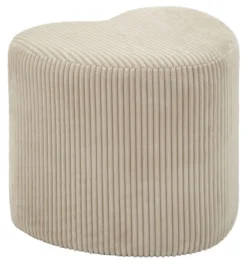 Pouf cœur Dublin Tissu plissé Crème