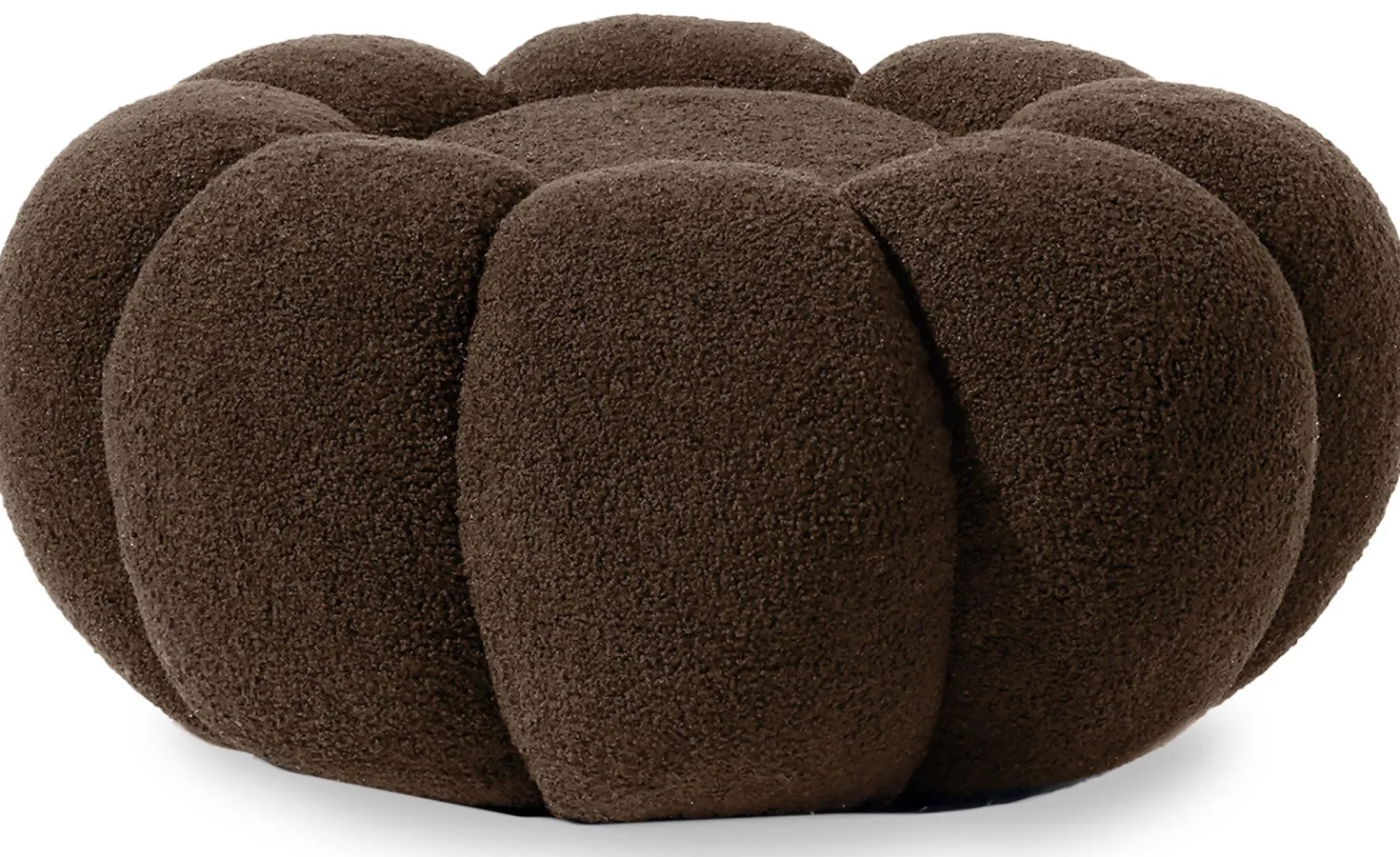 Pouf design fleur Arielina Tissu bouclette Marron