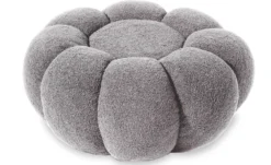 Pouf design fleur Arielina Tissu bouclette Gris