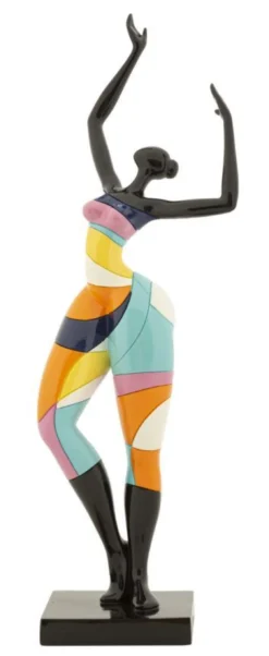 Sculpture Danseuse finition multicolore socle Noir en polyrésine