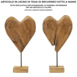 Sculpture en cœur Teck recyclé marron