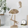 Sculpture Flamant en bois massif et M.D.F. blanc