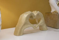 Sculpture Lover Gold Mains entrelacées cœur