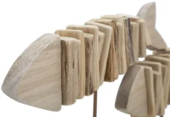 Sculpture poisson en bois massif socle bois naturel