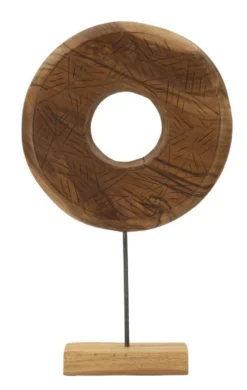 Sculpture ronde Teck recyclé motifs irréguliers