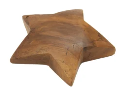 Sculpture étoile en Teck marron naturel