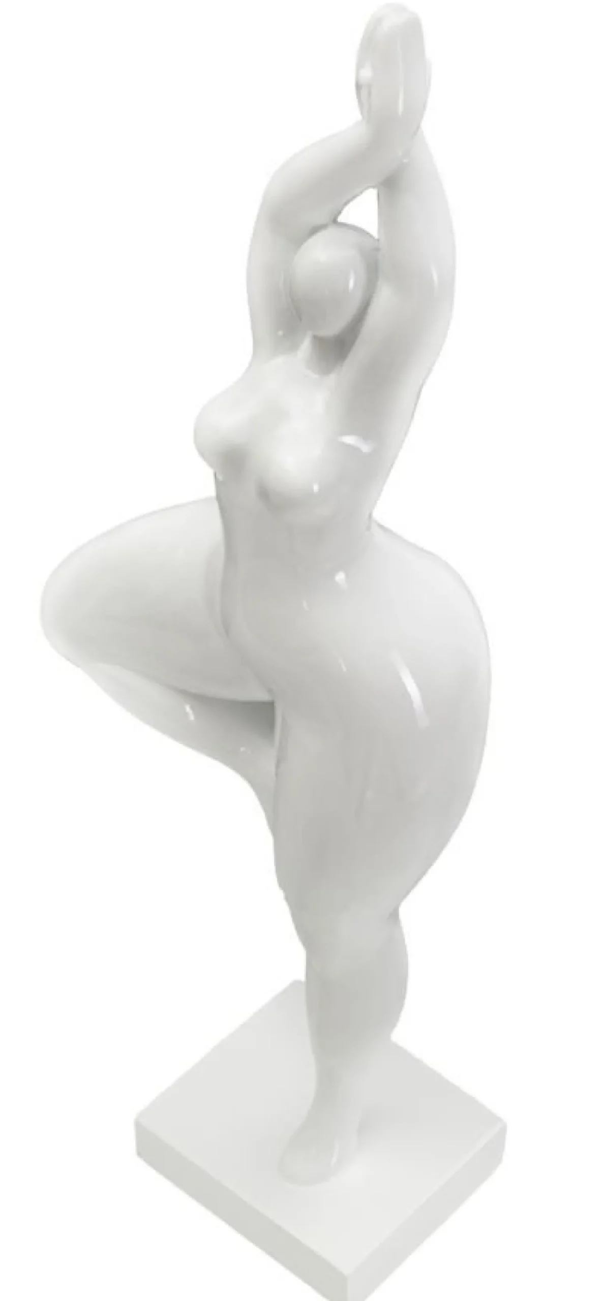 Statue Femme Yoga Polyrésine Blanche