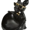 Statuette chien porte-objet Polyrésine Noir et Or