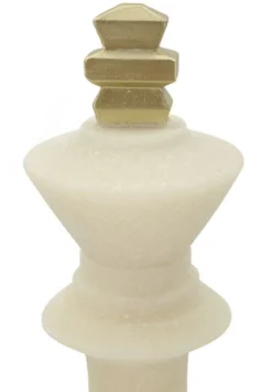Statuette Roi d'échecs polyrésine Blanc détails Dorés
