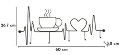 Support mural métal Noir tasse fumante cœur