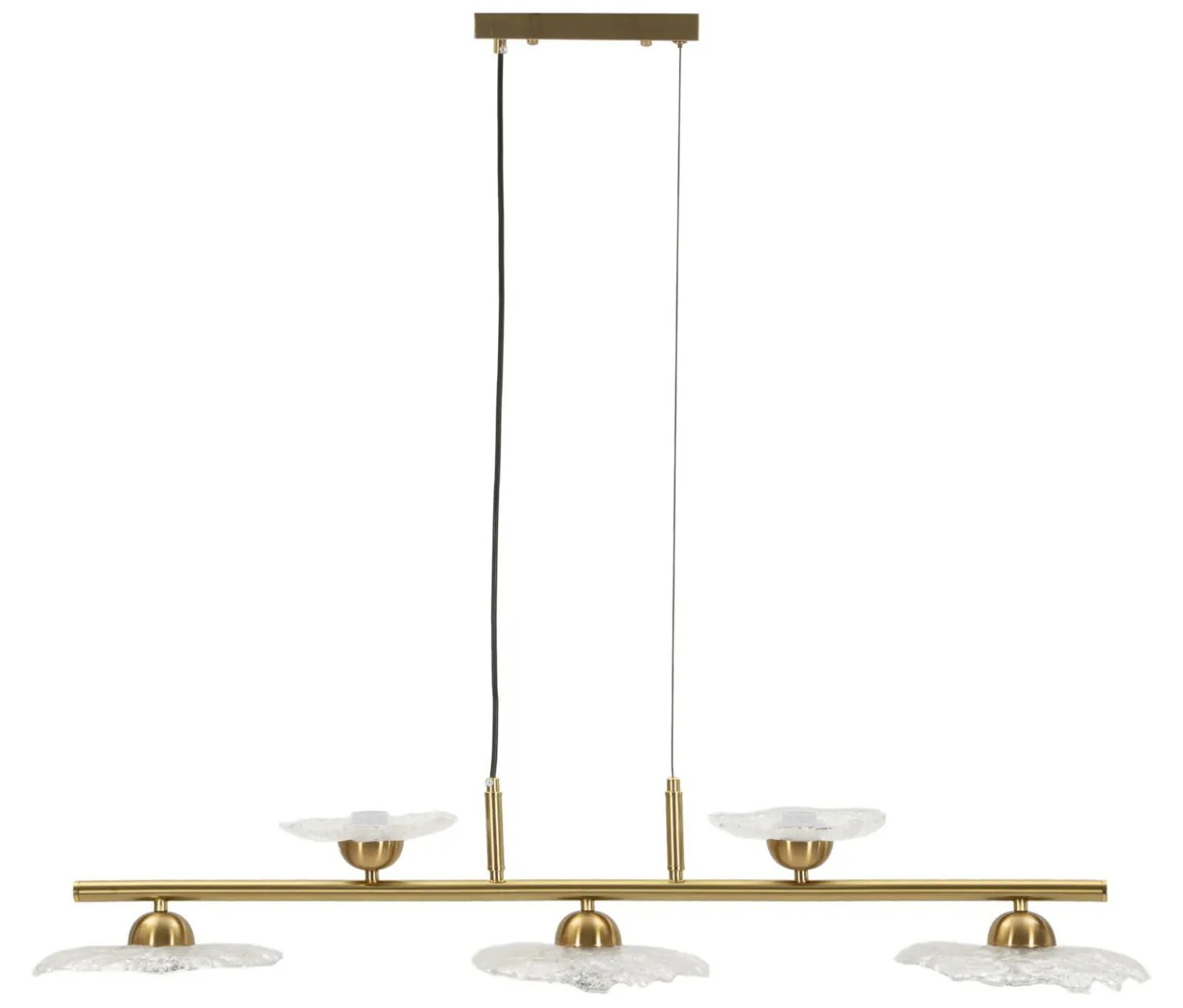 Suspension Emily 5 lumières métal doré et verre transparent