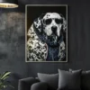 Tableau mural Chien Dalmatien encadré Bois massif et Métal argenté