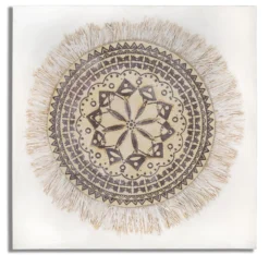 Tableau mural Malind Motifs géométriques Décorations en relief Bois massif Marron