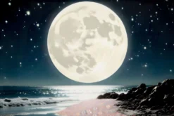 Tableau paysage nocturne cadre Laqué