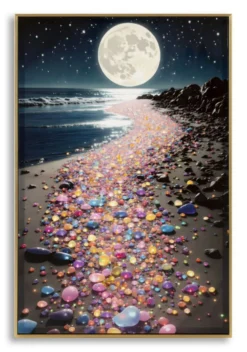 Tableau paysage nocturne cadre Laqué