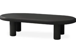 Table basse arrondie 160cm avec pieds colonnes Roady Noir