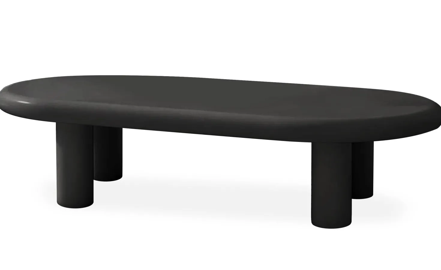 Table basse arrondie 160cm avec pieds colonnes Roady Noir
