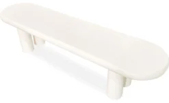 Table basse arrondie 160cm avec pieds colonnes Roady Crème
