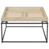 Table basse carrée avec plateau compartimenté réversible 80x80cm Duplix Effet Travertin Beige