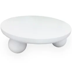 Table basse contemporaine design rond Bonnie L100cm texture minérale Blanc