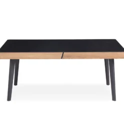 Table basse en bois Darcy avec plateau en Verre Noir