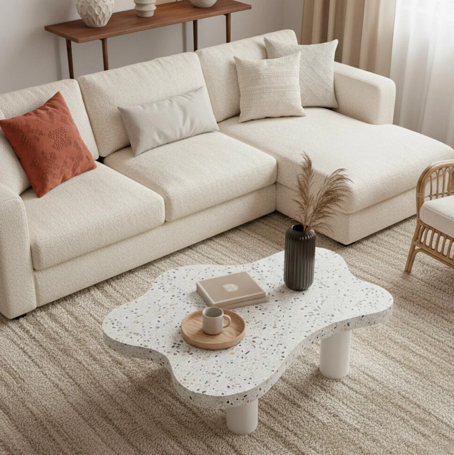 Table basse forme nuage 69x100cm Lagoon Effet Terrazzo