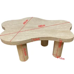 Table basse forme nuage 69x100cm Lagoon Effet Travertin Beige