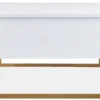 Table basse moderne Valmain 60x90cm Blanc et Métal Or
